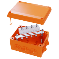 Коробка пластиковая FS с кабельными вводами и клеммниками IP55,150х110х70мм,4р, 450V,20A,10мм.кв, нерж.контакт
