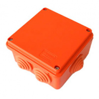 JBS100 Коробка огн. E-110, о/п 100х100х55мм, без галогена, 6 вых., IP55, 6P, (1,5-4 мм2), цвет оранж Экопласт