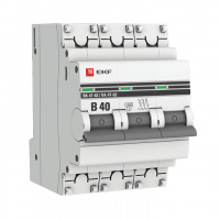 Автоматический выключатель 3P 40А (В) 4,5kA ВА 47-63 EKF PROxima mcb4763-3-40B-pro
