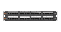 Коммутационная панель NIKOMAX 19", 2U, 48 портов, Кат.6 (Класс E), 250МГц, RJ45/8P8C, 110/KRONE, T568A/B, неэкранированная, с органайзерами, черная - гарантия: 5 лет расширенная / 25 лет системная