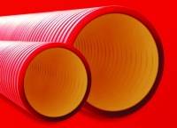 Труба жесткая двустенная для кабельной канализации (10 кПа)д125мм,цвет красный