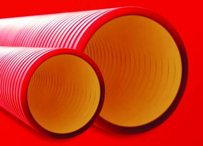 Труба жесткая двустенная для кабельной канализации (8кПа) д200мм,цвет красный