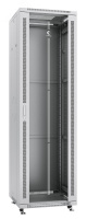 Шкаф монтажный телекоммуникационный 19" напольный для распределительного и серверного оборудования 42U 600x1000x2055mm (ШхГхВ) передняя стеклянная и задняя сплошная металлическая двери, ручка с замком, цвет серый (RAL 7035)