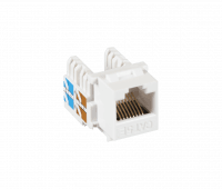 Модуль-вставка NETLAN типа Keystone, Кат.5e (Класс D), 100МГц, RJ45/8P8C, 110/KRONE, T568A/B, неэкранированный, белый, уп-ка 10шт.