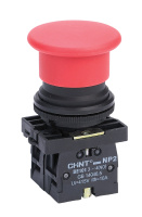 Кнопка управления "Грибок" Φ40мм（2）с самовозвратом  NP2-EC22 без подсветки черная 1НЗ (CHINT)