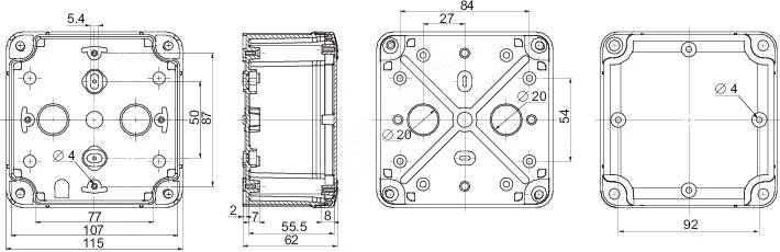 ПЛАСТ.КОРОБКА PK-UL IP66 116x116x62